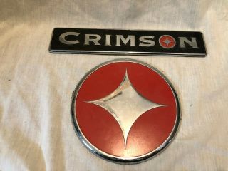 Set Of 2 Vintage Crimson Fire Truck Apparatus Ems Emblem Plaque Aluminum