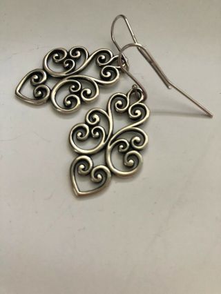James Avery 925 Sterling Silver Collectible French Heart Drop Earrings