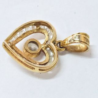 Vintage 18K Gold and Diamond Heart Shaped Pendant Necklace 18 Karat Yellow Gold 11
