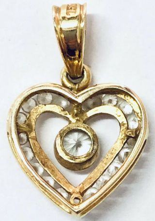Vintage 18K Gold and Diamond Heart Shaped Pendant Necklace 18 Karat Yellow Gold 5