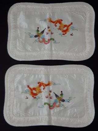 Vintage Baihua Bai Hua Chinese Pillowcase Pillow Case White Bird Dragon Silk 2