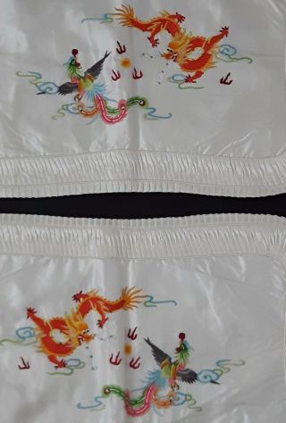 Vintage Baihua Bai Hua Chinese Pillowcase Pillow Case White Bird Dragon Silk 4