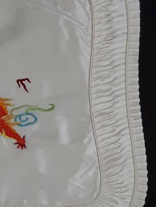 Vintage Baihua Bai Hua Chinese Pillowcase Pillow Case White Bird Dragon Silk 5