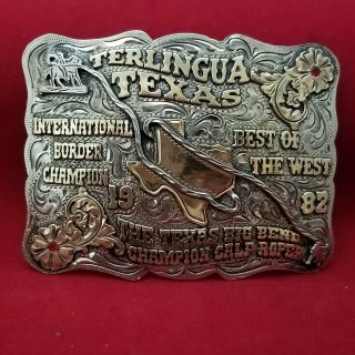 Rodeo Buckle Terlingua Texas Calf Roping 1992 Vintage Champion Engraved 624