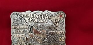 RODEO BUCKLE TERLINGUA TEXAS CALF ROPING 1992 VINTAGE CHAMPION Engraved 624 4