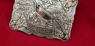 RODEO BUCKLE TERLINGUA TEXAS CALF ROPING 1992 VINTAGE CHAMPION Engraved 624 5