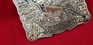 RODEO BUCKLE TERLINGUA TEXAS CALF ROPING 1992 VINTAGE CHAMPION Engraved 624 7