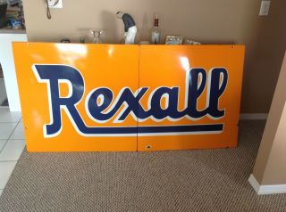 Vintage Rexall Pharmacy Soda Pop Gas Station 68in Porcelain Sign