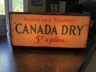 Vintage Canada Dry 5 Cents “authorized Soda Fountain” Countertop Light Up Sign