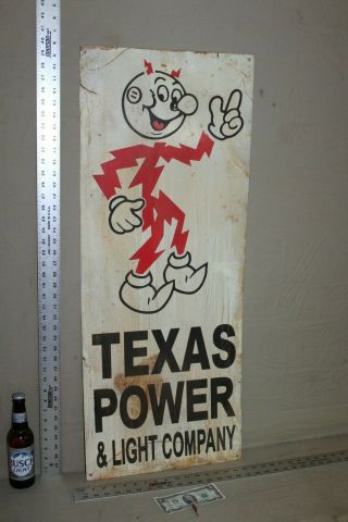 40 " Rare Vintage Texas Power And Light Reddy Kilowatt Painted Metal Sign