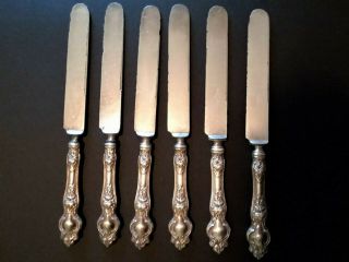 Set Of 6 " Violet " French Style Sterling Knives By Wallace And Sons Circa 1904