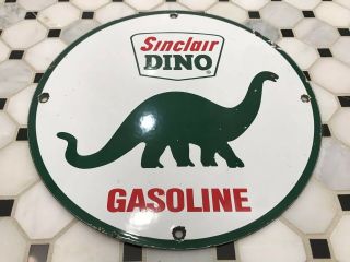 Vintage Sinclair Dino Gasoline Porcelain Sign Gas Station Pump Plate Motor Oil