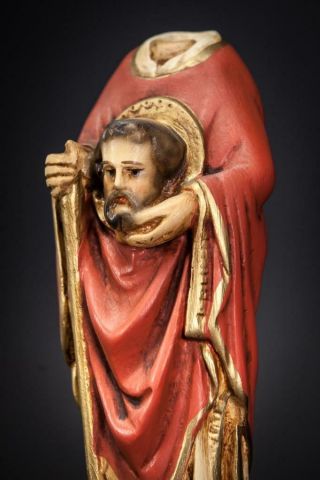 St Denis of Paris Statue | Saint Dionysius Figure Vintage Religious Plaster 12 