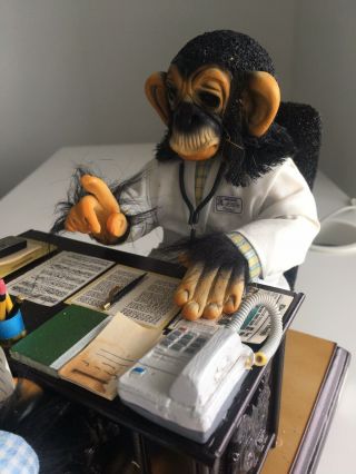 Vintage Chimp Monkey Medical Doctor Diorama Figurine UNIQUE Rare Unusual 6