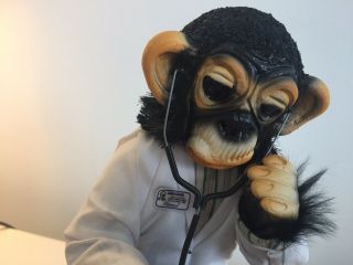 Vintage Chimp Monkey Cardiologist Doctor Diorama Figurine UNIQUE Rare Unusual 2