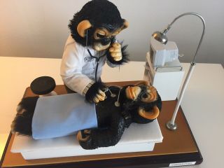 Vintage Chimp Monkey Cardiologist Doctor Diorama Figurine UNIQUE Rare Unusual 4