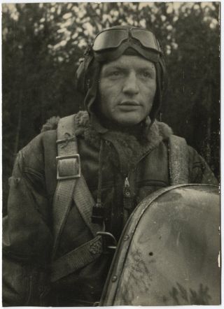 Wwii Large Size Press Photo: Russian Air Force Pilot