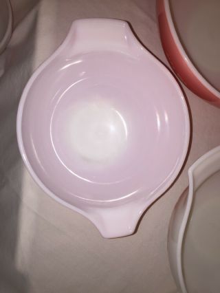 PYREX Vtg Pink Gooseberry Cinderella Mixing Bowls complete Set 441 442 443 444 7