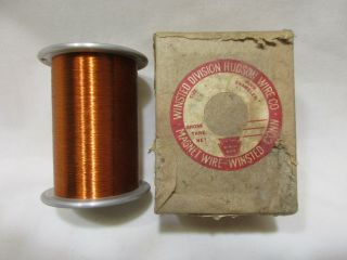 Vintage Enameled Copper Magnet Wire,  Winsted Div.  Hudson Wire,  46 (?) Gauge