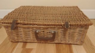 Brooks Brothers Vintage Wicker Basket And Picnic Set,  Made In England