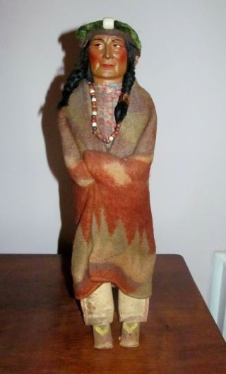 Cool Antique Skookum Right Glancing 17” Male Native American Indian Doll Ex,