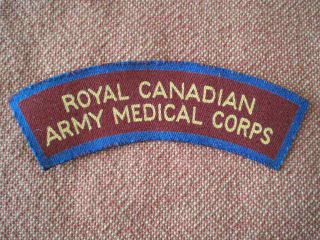Ww2 Royal Canadian Army Medical Corps Printed Canvas Shoulder Title