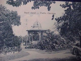 Orig Vintage Chinese China Postcard Band Stand Public Gardens Shanghai 1908 2
