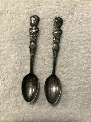 2 1893 Chicago World’s Fair Women’s Building Sterling Silver Spoons 4 1/4 Long