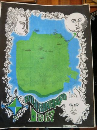 1967 Vintage San Francisco Black Light Haight Ashbury Map Poster Bindweed Press