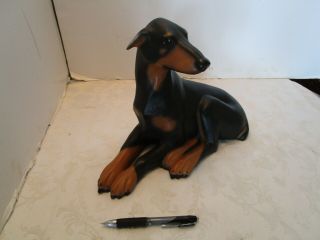 Vintage Ceramic Doberman Pinscher Dog Figurine Statue Signed Gare 81 13.  5 " Long