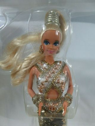 1990 Mattel Bob Mackie Gold Barbie in the package paperwork 3