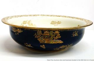 Carlton Ware Kang Hsi 2021 Vintage Art Deco Gilt Porcelain Centerpiece Bowl 3