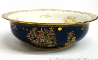 Carlton Ware Kang Hsi 2021 Vintage Art Deco Gilt Porcelain Centerpiece Bowl 4