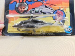 Vintage 1984 UNIVERSAL STUDIOS ERTL DIE CAST 1/64 AIRWOLF HELICOPTER 1231 MOC 5