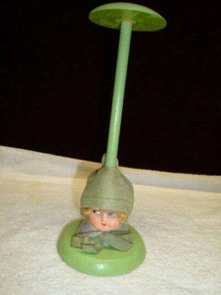 Vintage Doll Hat Stand German Boudoir " Gretchen Of Germany " In Clothing