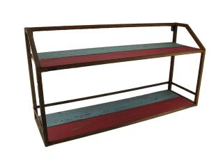 Zeckos Vintage Finish Wood & Metal Display Stand/wall Shelf 27 In.