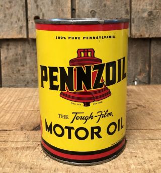 Nos Vintage Pennzoil Auto Motor Oil Engine Gas Service Station 1 Qt Can Sign