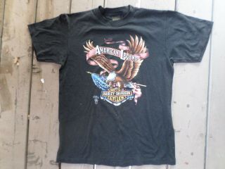 Vintage Harley Davidson Motorcycles T - Shirt Hd 1987 3d Emblem American Legend M
