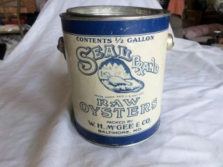 Vintage Collectable Seal Brand 1/2 Gal.  Oyster Can