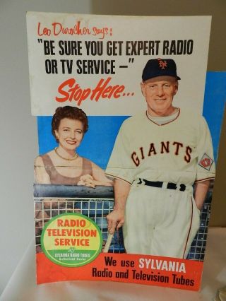 Vintage Advertising Sign - Sylvania Radio & Television Tubes - Leo Durocher
