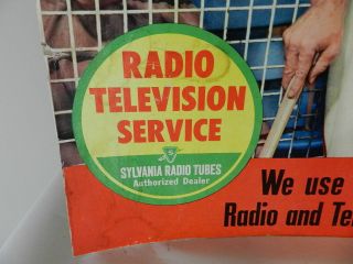 VINTAGE ADVERTISING SIGN - SYLVANIA RADIO & TELEVISION TUBES - LEO DUROCHER 5
