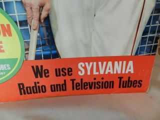 VINTAGE ADVERTISING SIGN - SYLVANIA RADIO & TELEVISION TUBES - LEO DUROCHER 6