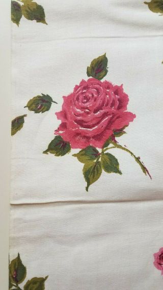 Vintage Large Floral Print Roses Pink Red Cotton Fabric 4 yards 36.  5 