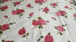 Vintage Large Floral Print Roses Pink Red Cotton Fabric 4 yards 36.  5 