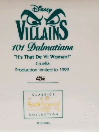 Disney Villains Cruella Its that De Vil Woman WDCC Vintage 1999 101 Dalmatians 10