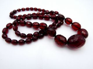 Vintage Cherry Amber Bakelite Faceted Necklace