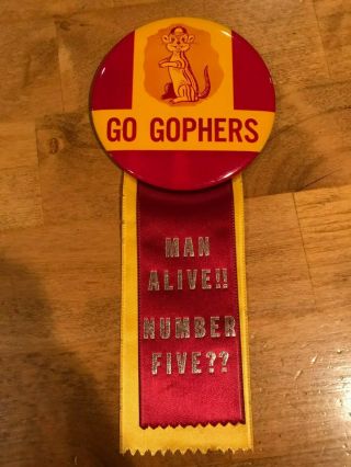 Vintage 1940s? Go Minnesota Gophers Pinback Button Pin Ribbon Football Iowa Rare