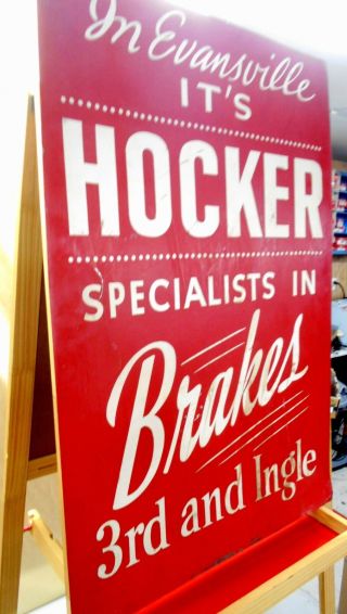 Vintage Hocker Brakes Evansville,  Indiana Advertising Sign 3rd & Ingle 3