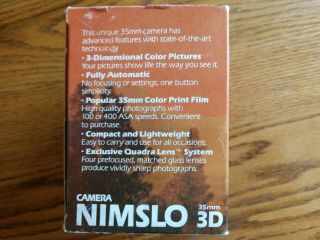 Vintage Nimslo 3D 35mm Film Camera - Stereo - Box w/Instructions HTF 3