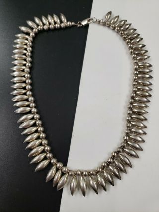 Vintage Sterling Silver Southwestern Beaded Choker Necklace 18 " L 63 G